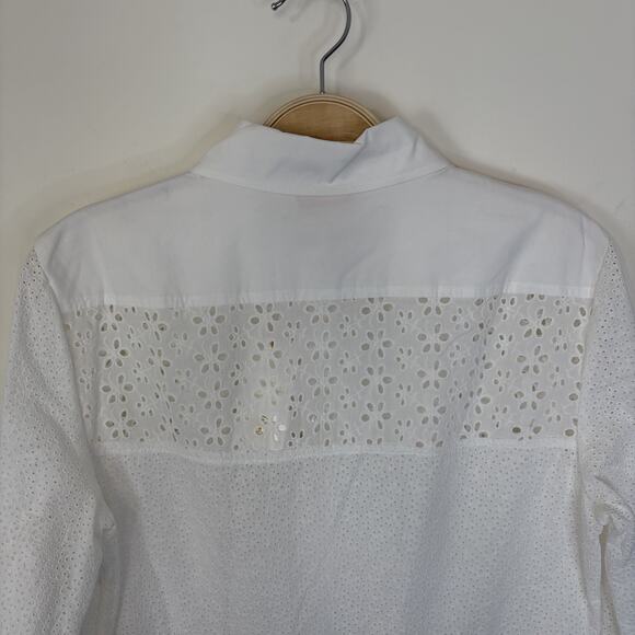 Tory Burch Patchwork Eyelet Dress Size 6 New Ivory White Classic Timeless - Picture 11 of 16